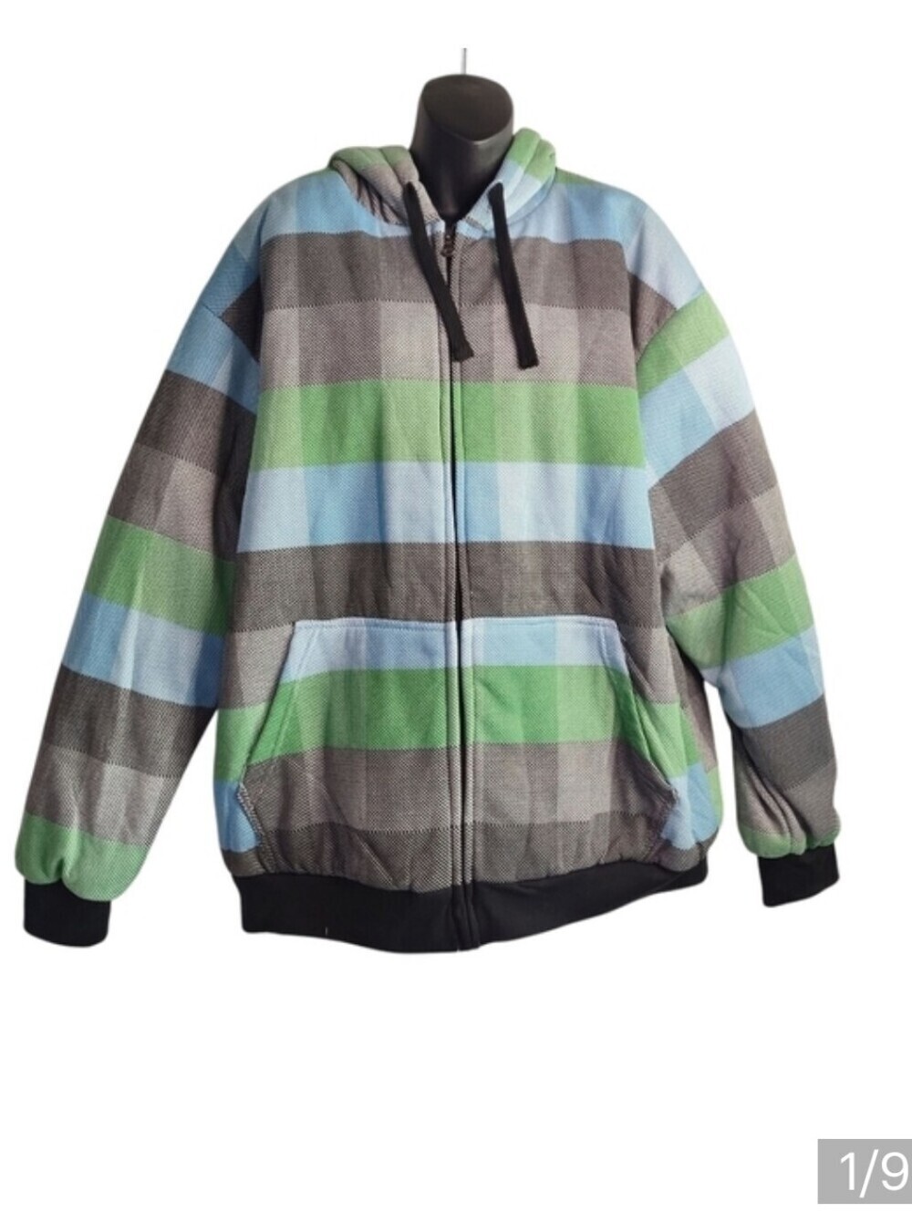 Original Deluxe Mens Hooded Jacket Multicolor Plaid Faux Sherpa Lined Sz 2XL NWT